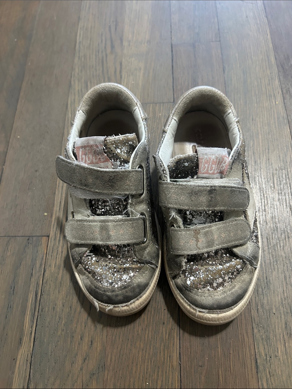 Golden Goose Kids Glitter Sneakers in Silver and Gray